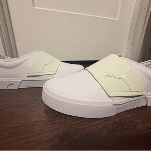Puma White and Cream Slip-On Sneakers